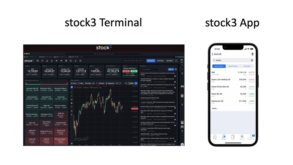 stock3 Terminal / stock3 App in der Übersicht